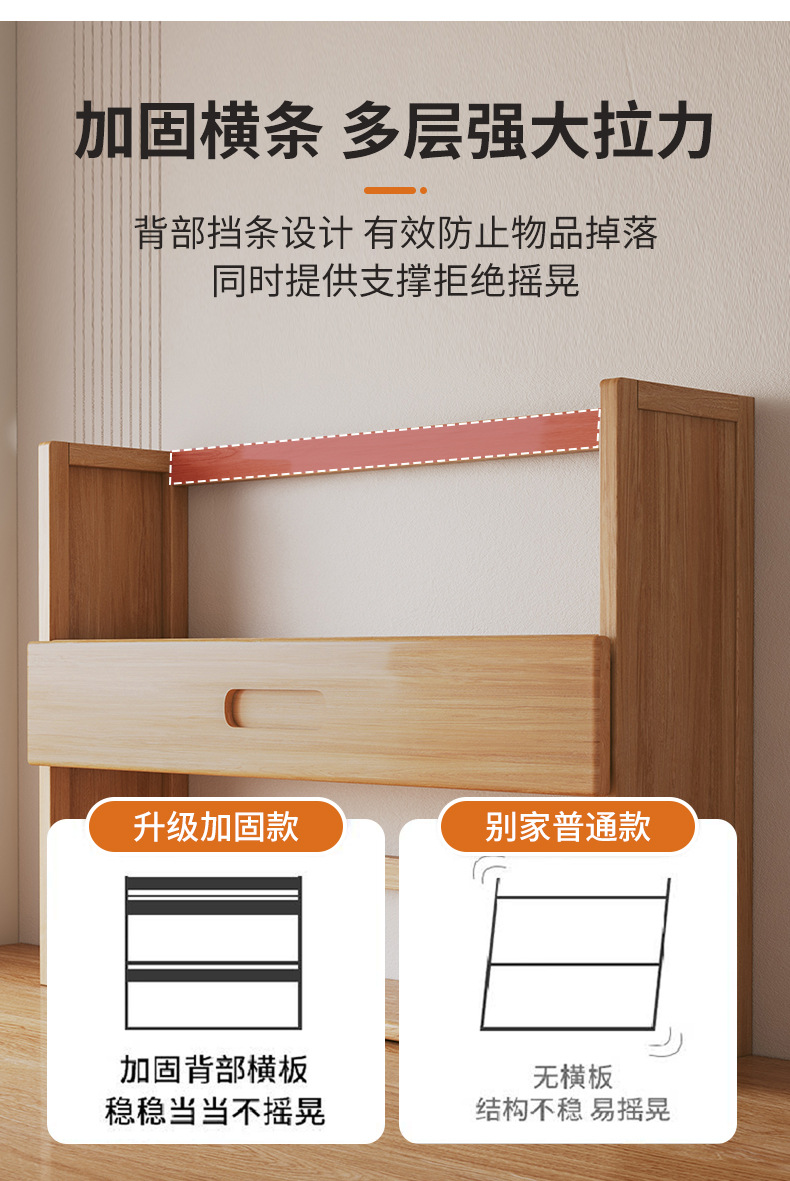 Simple Wood Desktop Bookshelf for Dormitories Multilayer Home Storage Rack Drainage for Students' Desk Arrangement Dinnerware detail