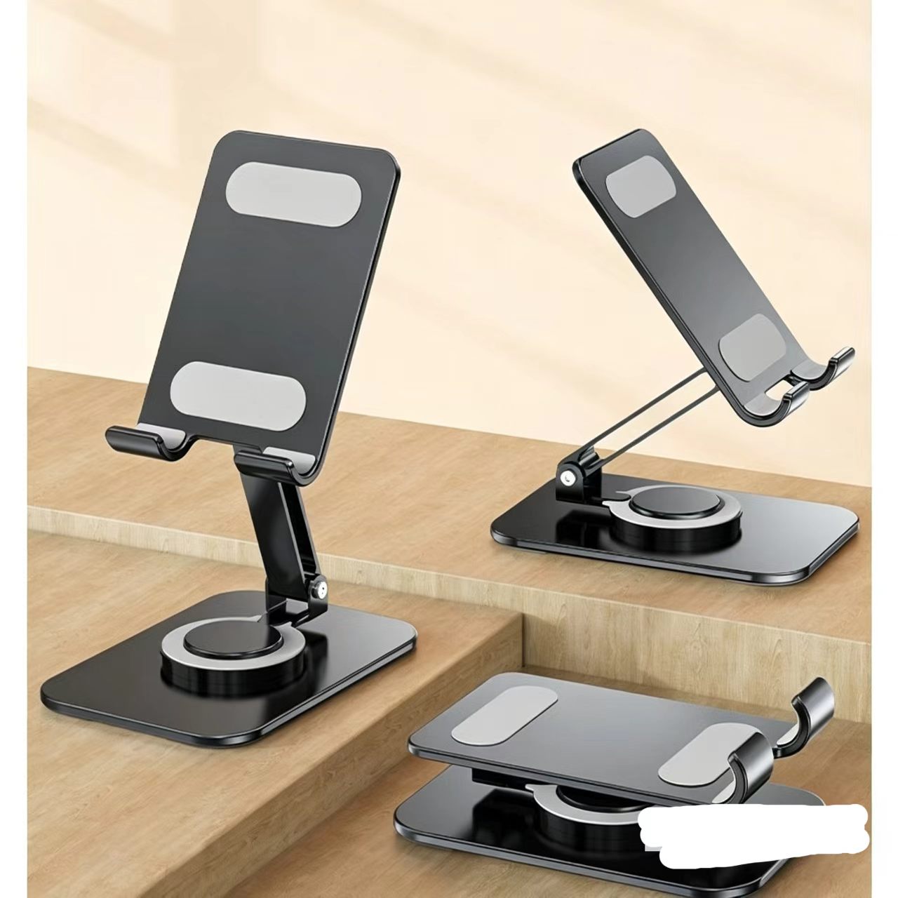Stable Alloy Phone Stand, 360° Rotatable Adjustable Height Desktop Holder detail