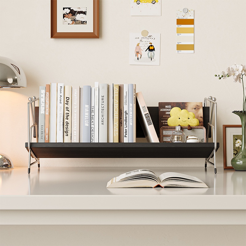 American Style Steel Desktop Bookshelf Student Dormitory Desk Storage Rack Office Desk Organizer Bookcase Display Home Furniture product view