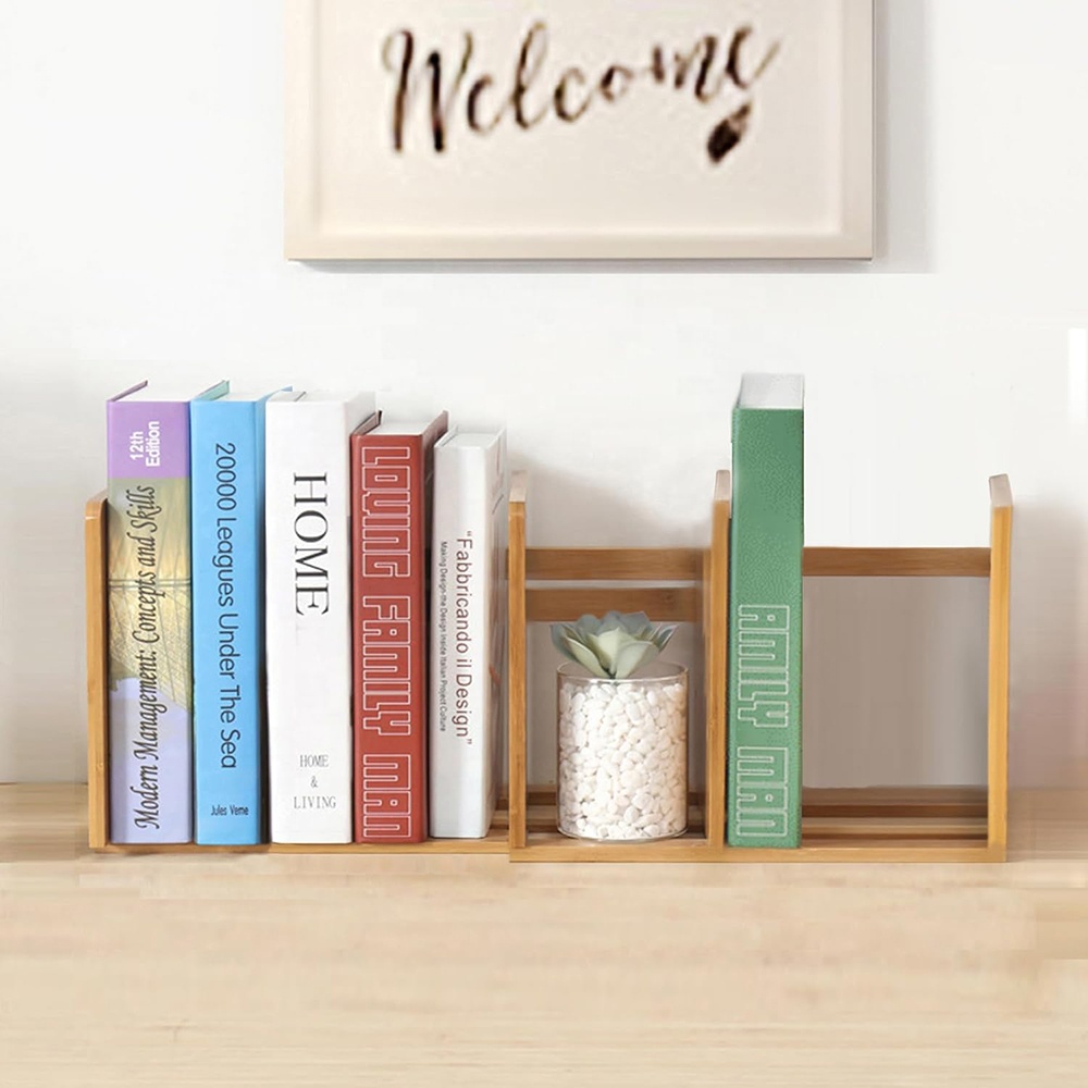 Customized Cheap Natural Bamboo Living Room Corner Expandable Modern Minimalist Bookshelf Storage Rack product view