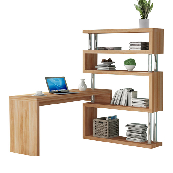 Modern Design Corner Bookshelf and Bookcase Integrated Desktop Computer and Student Writing Desk for Household Use product view