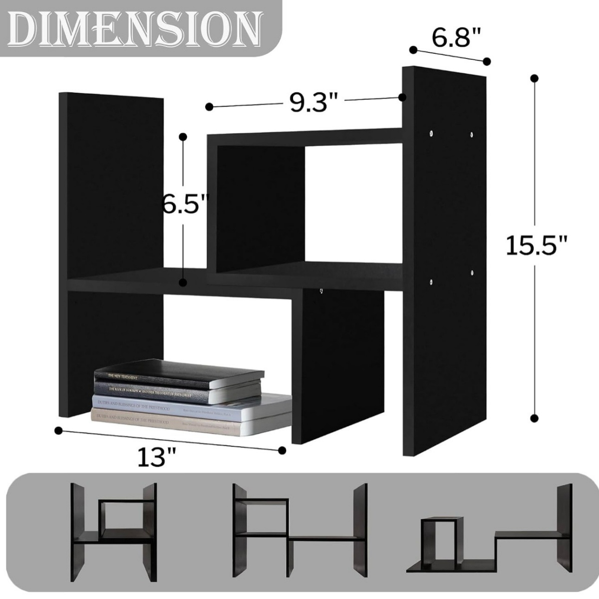 Wholesale Wooden Adjustable Book Rack Desktop Bookcase Office Organizer Shelf detail