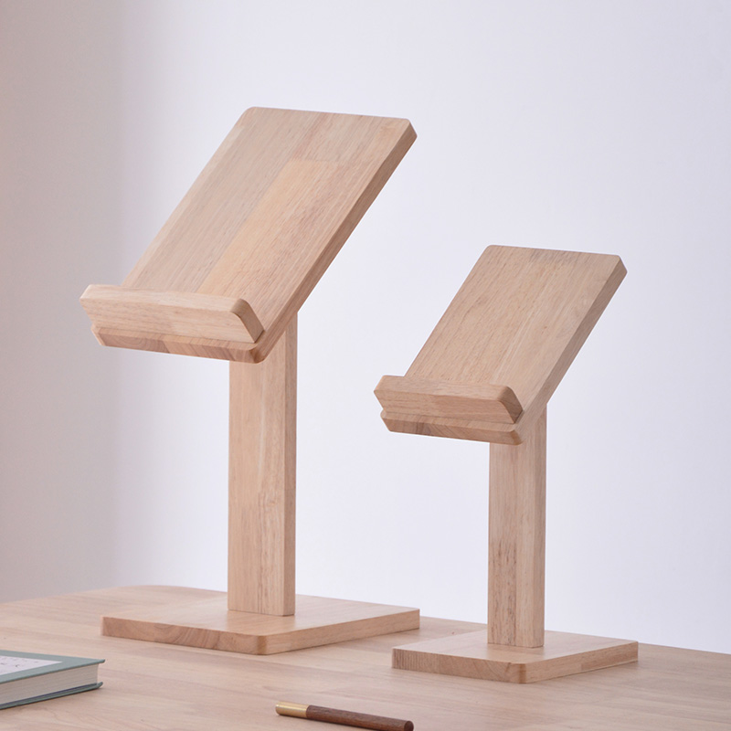 Custom Adjustable Angle Wooden Book Display Stand, Double Layer Desktop Bookshelf Rack for Library Bookstore Office Home product view