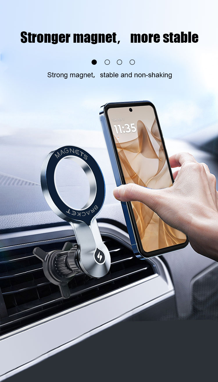 Universal Magnetic Car Mount Aluminium Alloy Phone Stand Compatible with Mobile Air Vent Car Holder Portable detail
