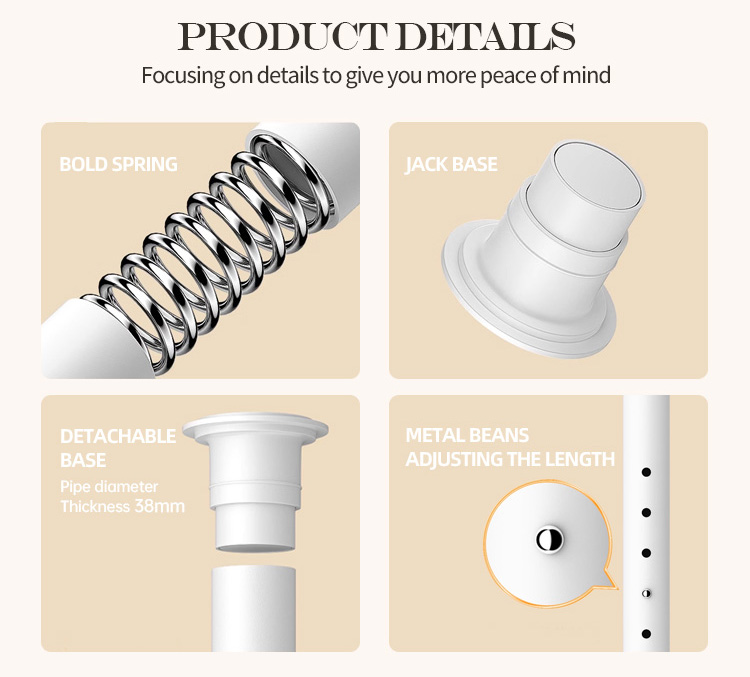 YIJIALE Ready to Ship OEM/ODM Telescopic Coat Stand Punch-Free Quick Install Adjustable Height Rental House Coat Stand product view