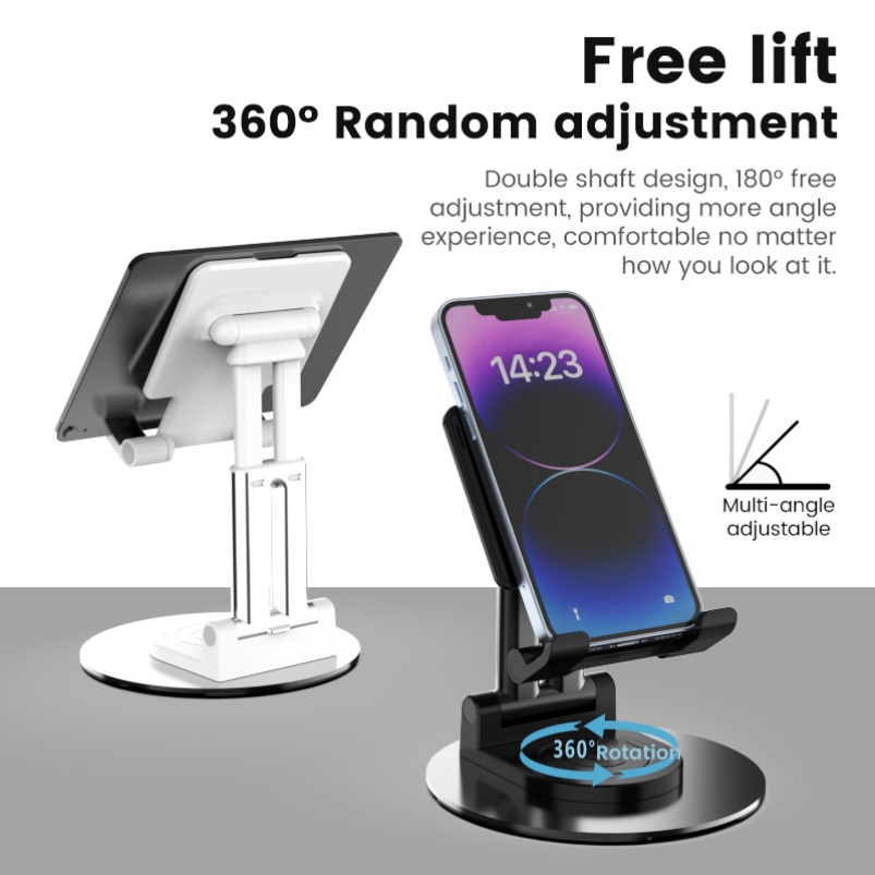 Hot Selling Portable Foldable Aluminum Phone Stand Adjustable Desktop Holder Stable Base Universal Mobile Bracket product view