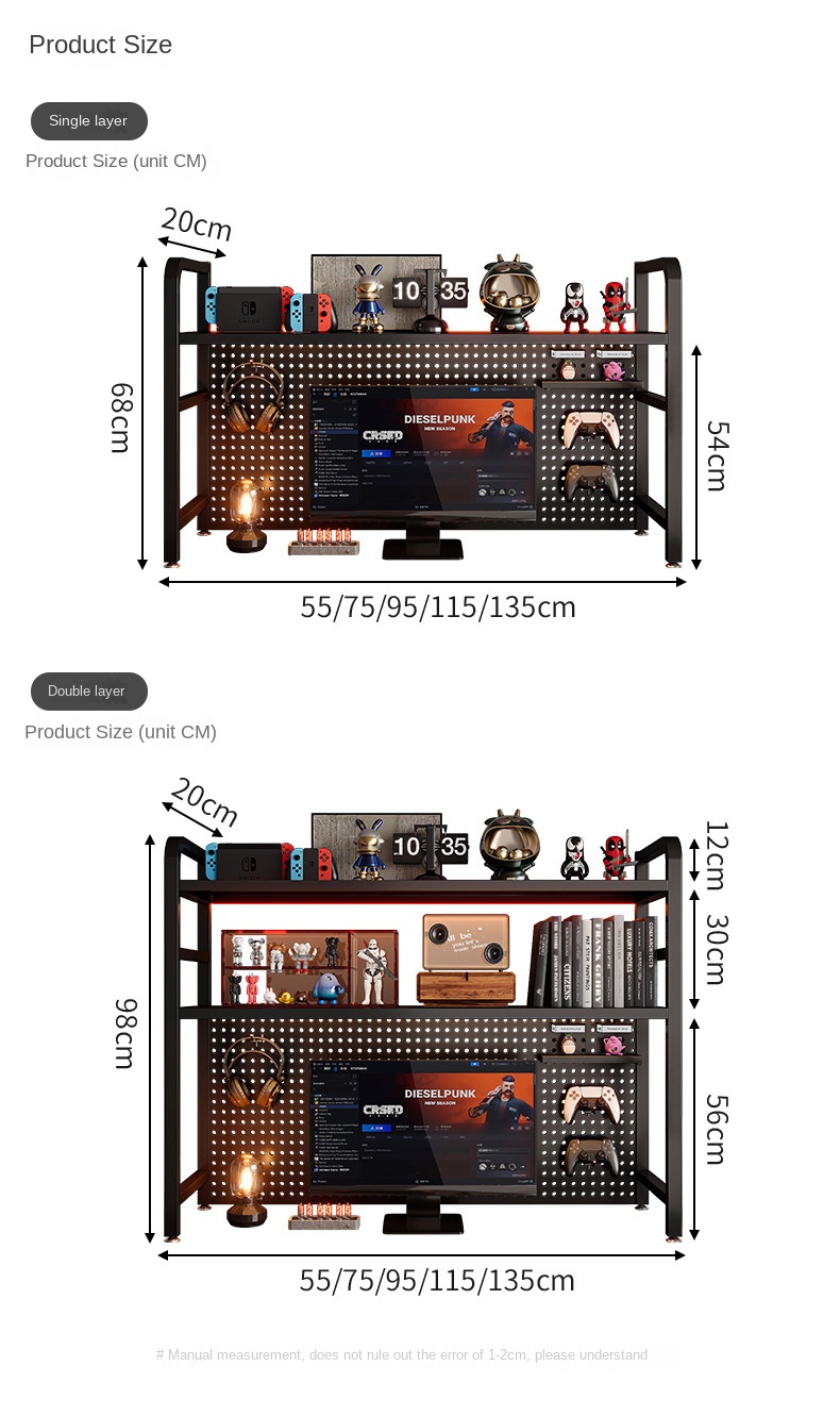Metal Wire-Wrap Board Shelf Desk Desktop Bookshelf Desk Storage Decoration Computer Desk Electric Racing Wind Display Shelf detail
