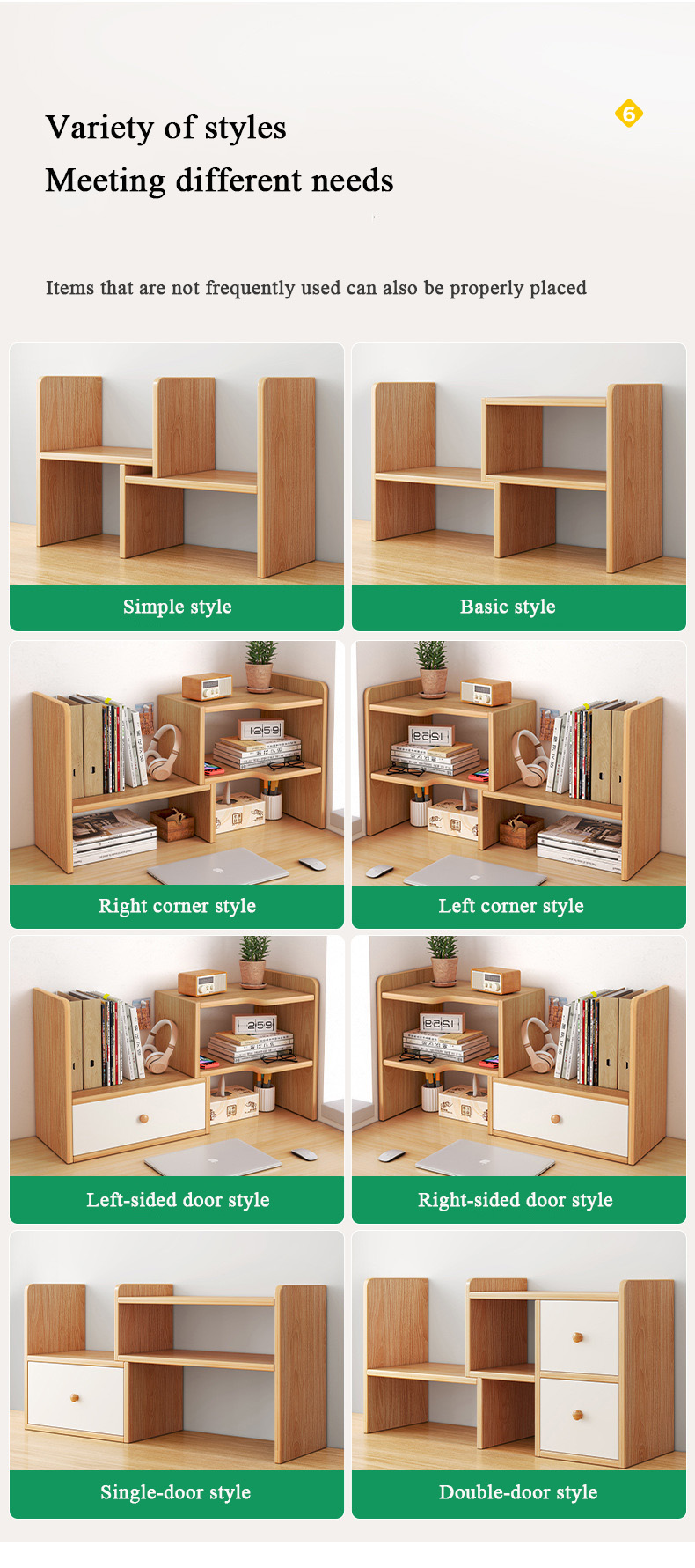 Wholesale Estanteria En Escritorio Wooden Office Desk Desktop Bookshelf Desktop Storage Rack Multi-layer Small Storage Cabinet detail