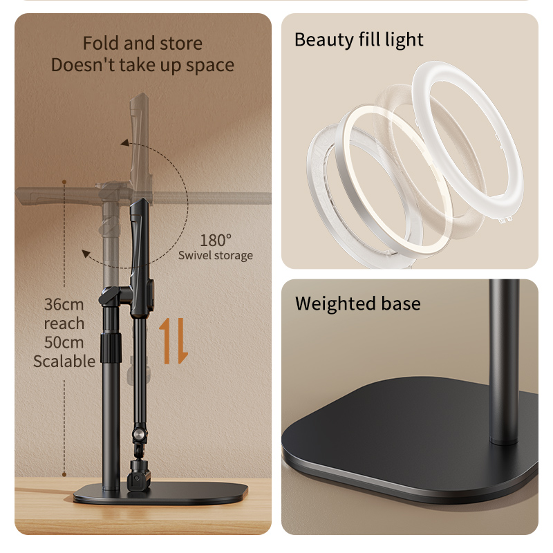 ZHIQING F7 Carbon Steel Aluminum Tabletop Shooting Bracket, Foldable Overhead Phone Stand with Remote for Calligraphy Recording detail