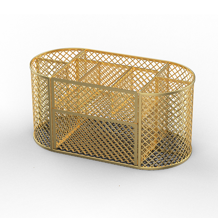 Multifunctional Storage Wire Spray 9 Compartment Pen and Pencil Case Metal Mesh Pen Holder in Kitchen product view