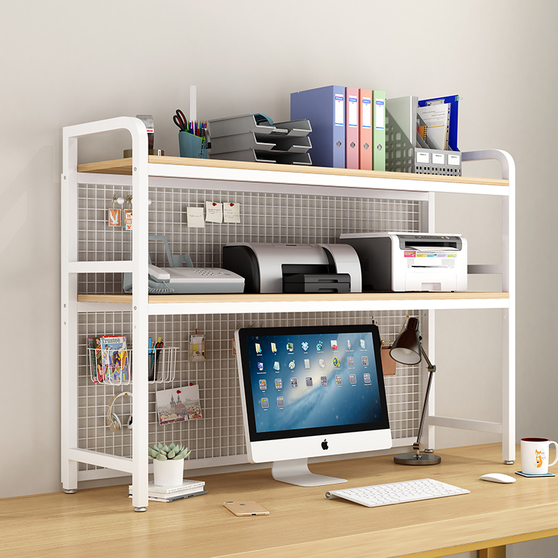 Custom Desktop Bookshelf With Grid Storage Shelves Desktop Multilayer Shelves Student Computer Desk Rack Bookcase product view