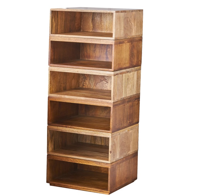New Design Mango and Acacia Wood Storage Organizer Display Shelf Rack Adjustable Wood Desktop Bookshelf detail