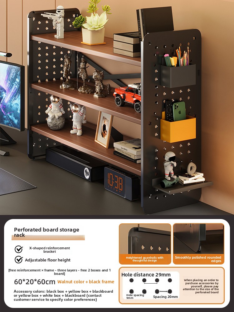 Durable Desktop Shelf Table DIY Pegboard Bookshelf Computer Desk Multi-Layer Storage Rack Office Display Rack Precious Metals product view