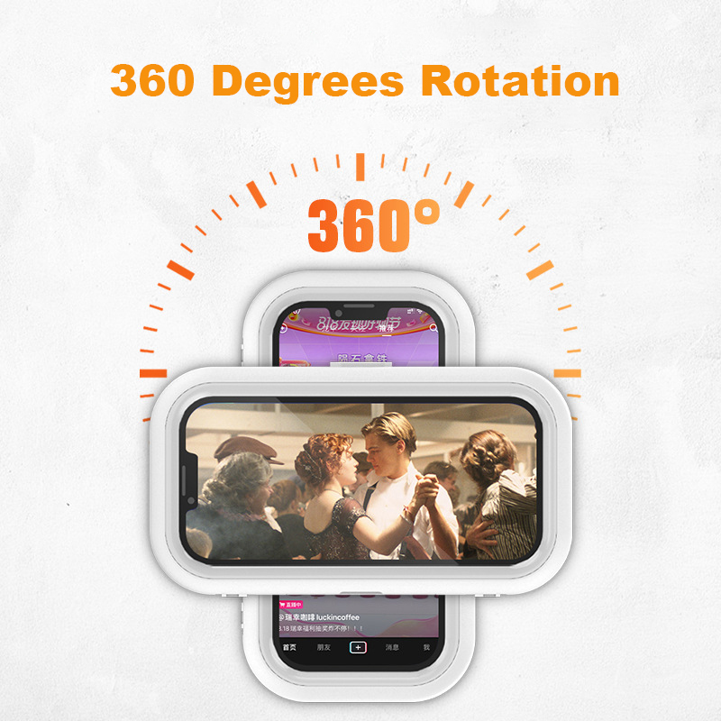 Bulk Supply Waterproof Bathroom Phone Case Stand ABS Phone Holder in Shower Anti-Fog HD Touch Screen Adhesive Tape Wall Mount product view