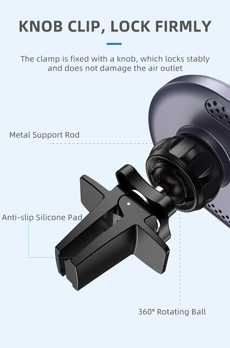 15W Electric Flexible Magnetic Wireless Car Charger Type-C Port Multi-Protection Air Vent Mount Phone Holder IPhone15 detail