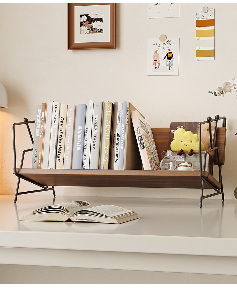 American Style Steel Desktop Bookshelf Student Dormitory Desk Storage Rack Office Desk Organizer Bookcase Display Home Furniture detail