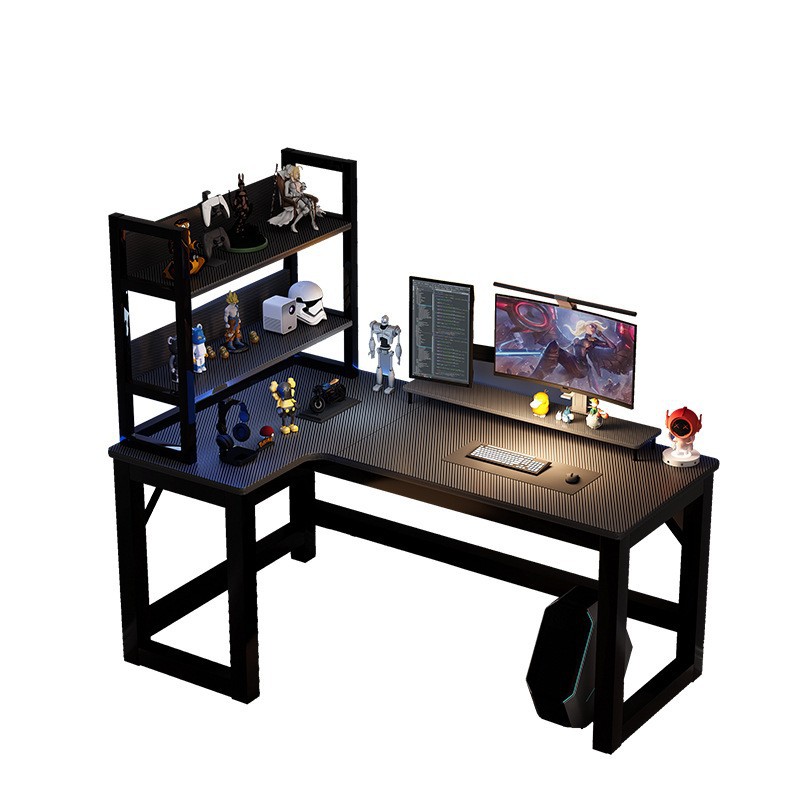 Professional Corner E-Sports Computer Desktop Home Bookshelf Combination for Bedroom/Office with Game Desk