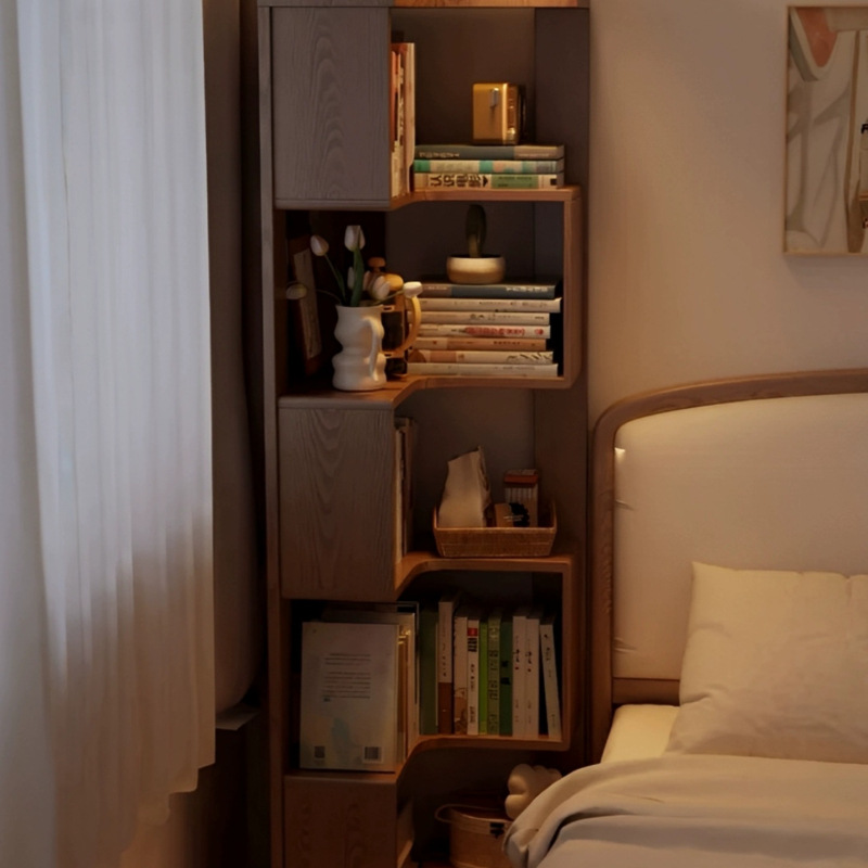 Wood Standing Five-Tier Corner Storage Rack Bookshelf Desktop Floor Simple Small Household Living Room Bedroom Storage Cabinet product view