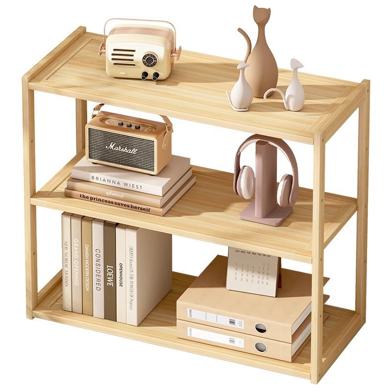 Desktop Organizers and Storage for Office, Freestanding Desktop Organizer Shelves 3 Layer Display Stand Shelf, Bamboo Bookcase