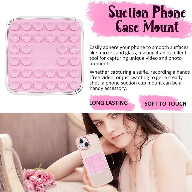 Silicone Suction-Cup Universal Model Double-Sided Adhesive Phone Holder for Bathroom Mirrors-Hands-Free Selfie & Shooting Tool detail