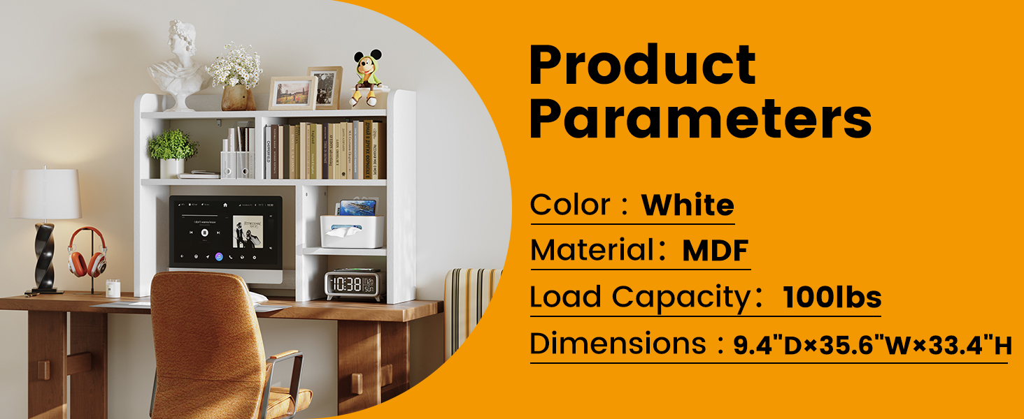 Factory Direct Custom Service MDF 4-Tier Desktop Hutch Panel Countertop Shelf Bookcase with Desktop Storage Organizer Rack detail