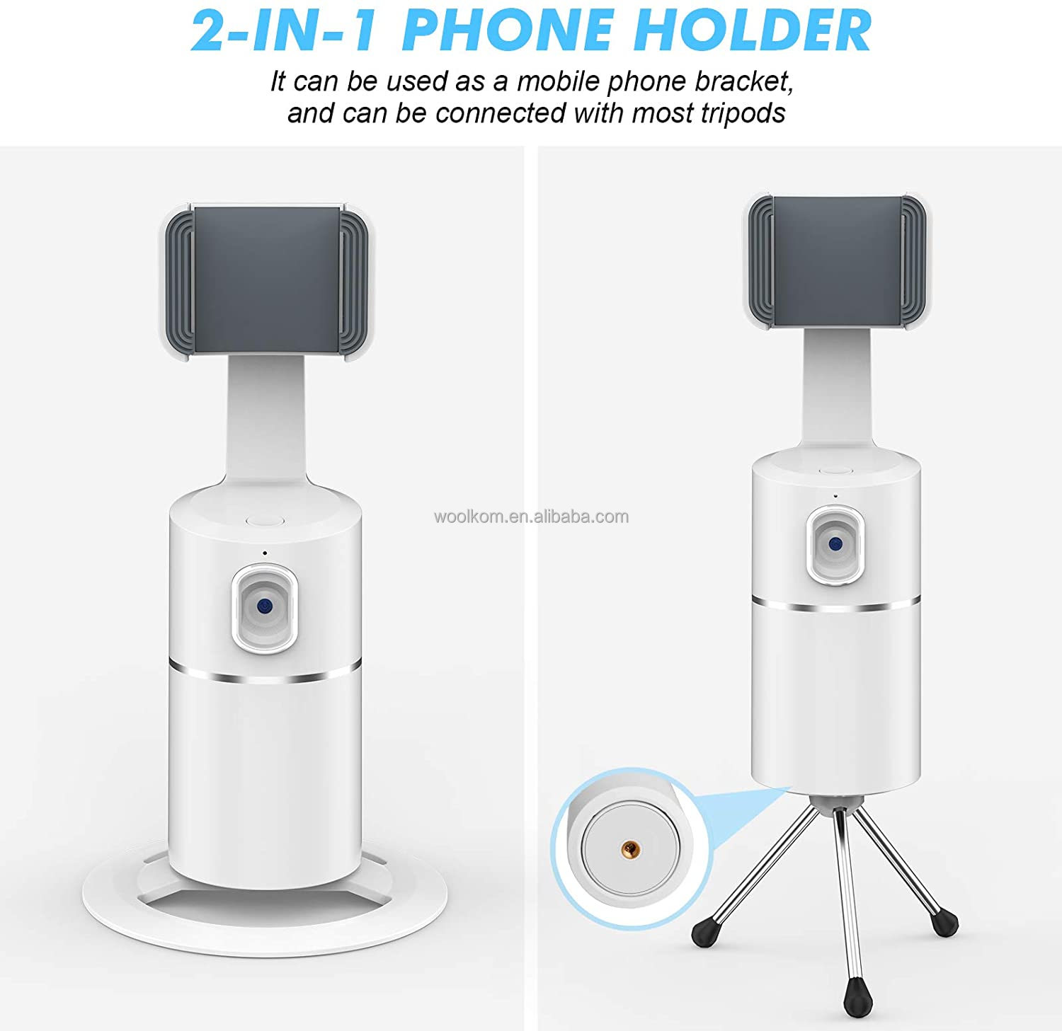 AI Face Tracking Cell Phone Stand Desktop Phone Holder Dock with 360 Rotate Smart Object Track Camera Cradle for iPhone Android detail