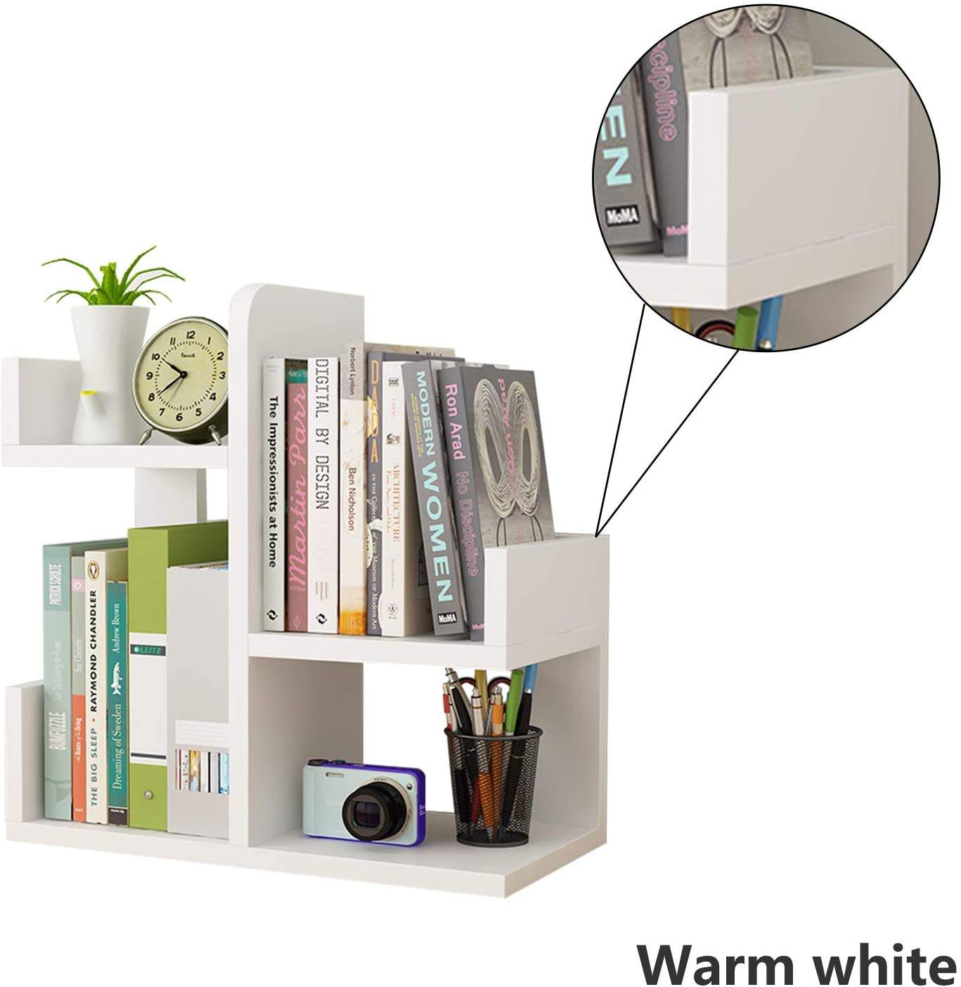 White Home Kitchen Display Bookcase Cabinet Rack Furniture for Home Office Study Livingroom Desktop Book Shelf product view
