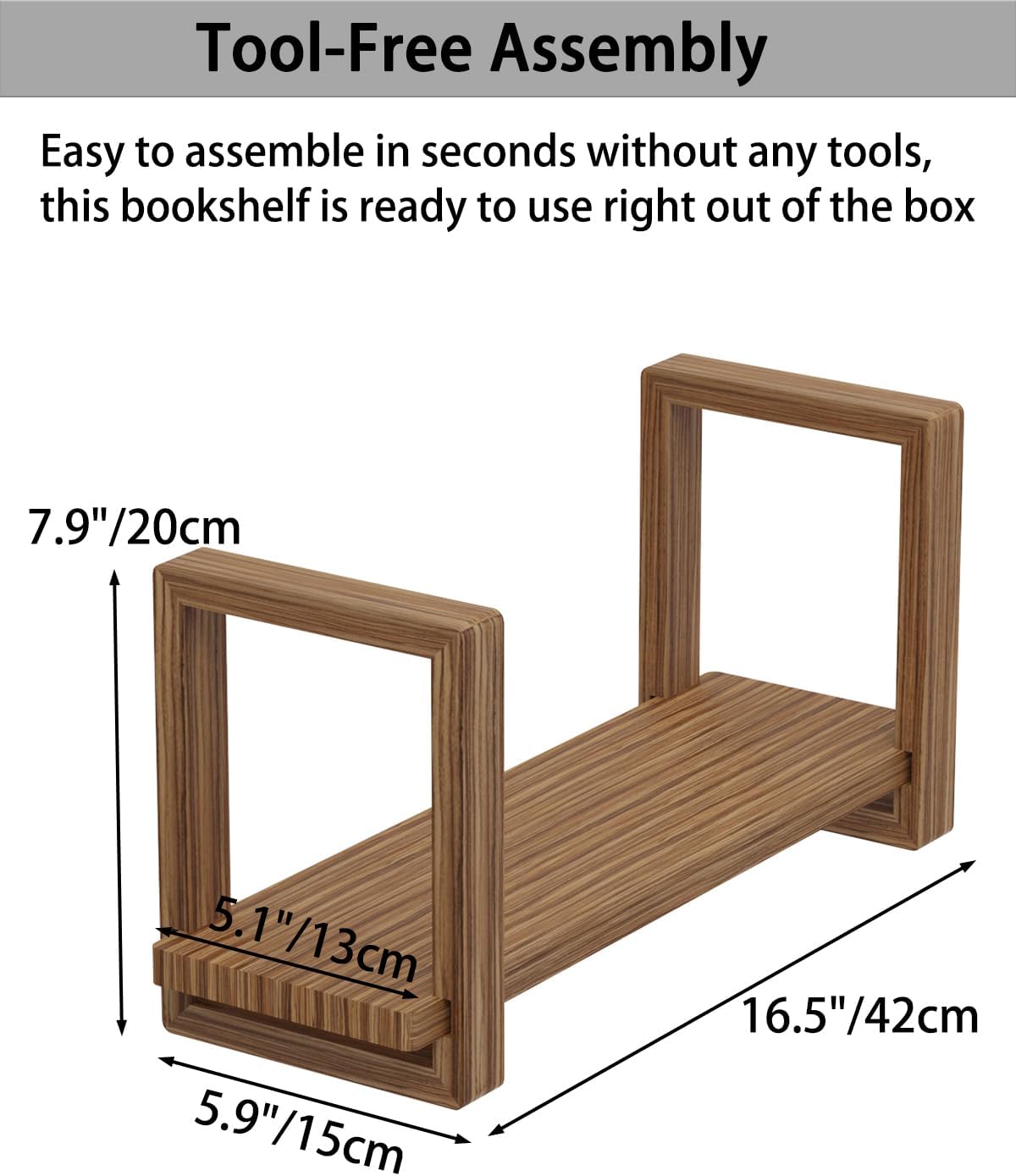 Adjustable Desktop Bookshelf Retro Tabletop Bookshelf Desk Shelf for Top of Desk in Living Room Home Office Perfect for Books product view