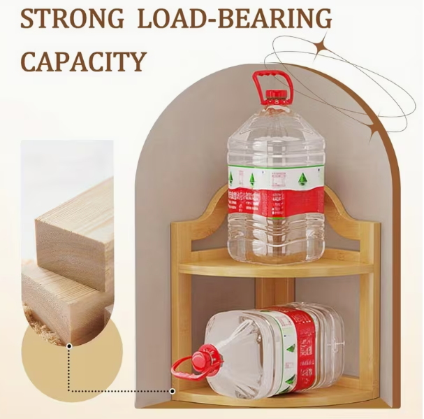 Bamboo Modern Eco-friendly Desktop Bookshelf Three-Layer Storage Corner Rack for Living Room Space-Saving Bookcase product view