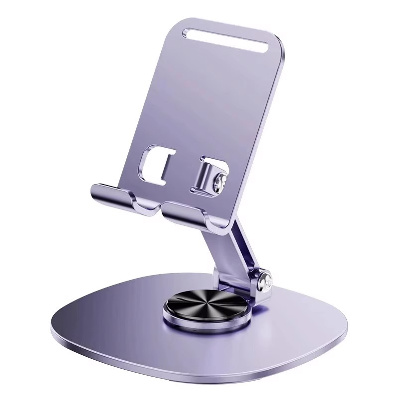 Metal Phone Stand 360 Degree Rotating Silicone Anti-Slip Desktop Holder Adjustable Foldable Mobile Stand Office Home Desk Use