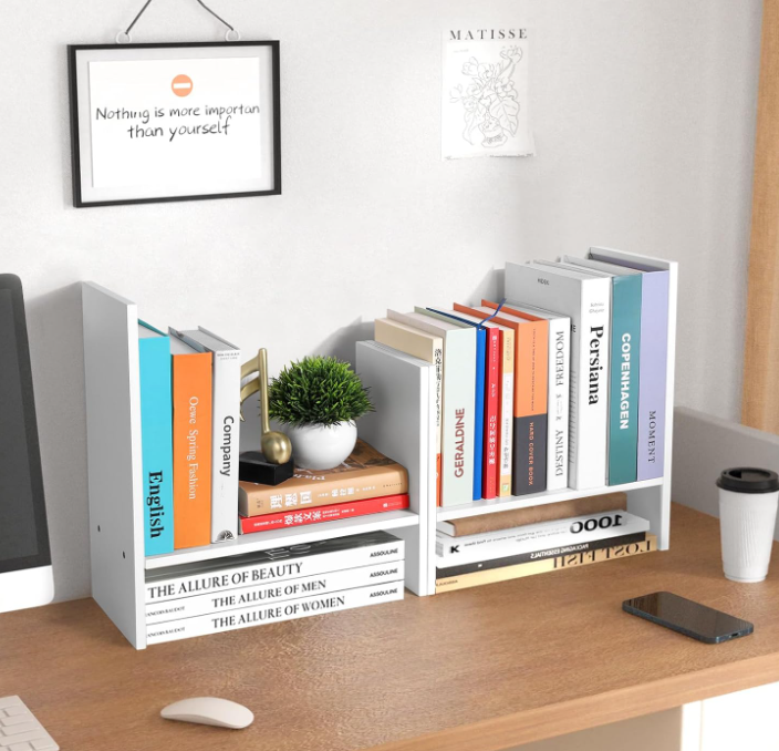 Hot Sale Pragmatic Cheap White Wooden Multi-tier Desktop Bookshelf Small Desk Book Organizer product view