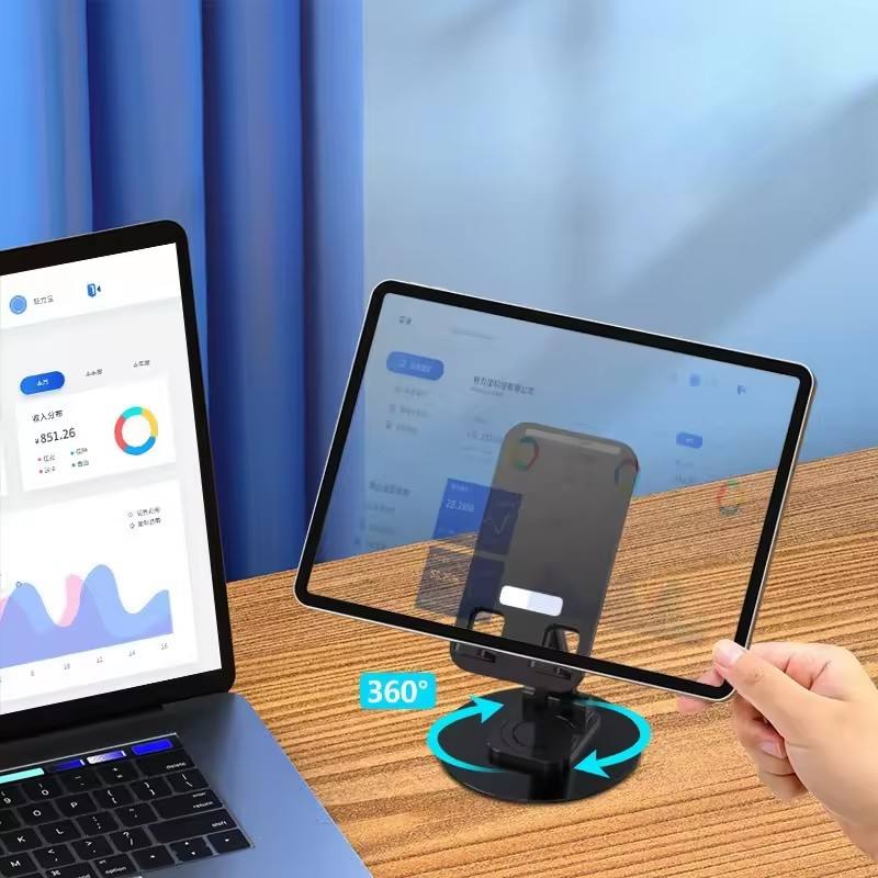 Factory Direct Desktop Phone Holder 360° Rotation Aluminum Alloy Carbon Steel Height Adjustable Anti-Slip Silicone OEM ODM detail