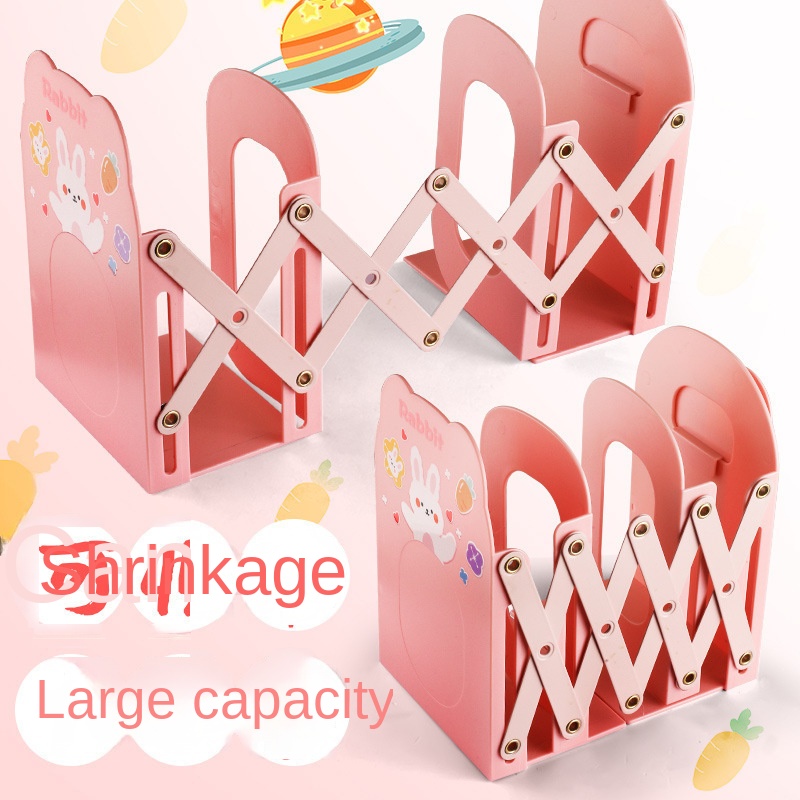 Desktop Metal Bookstand and Storage Rack Extendable Folding Desk Bookshelf with File Storage Cabinet for Student Classroom Use product view