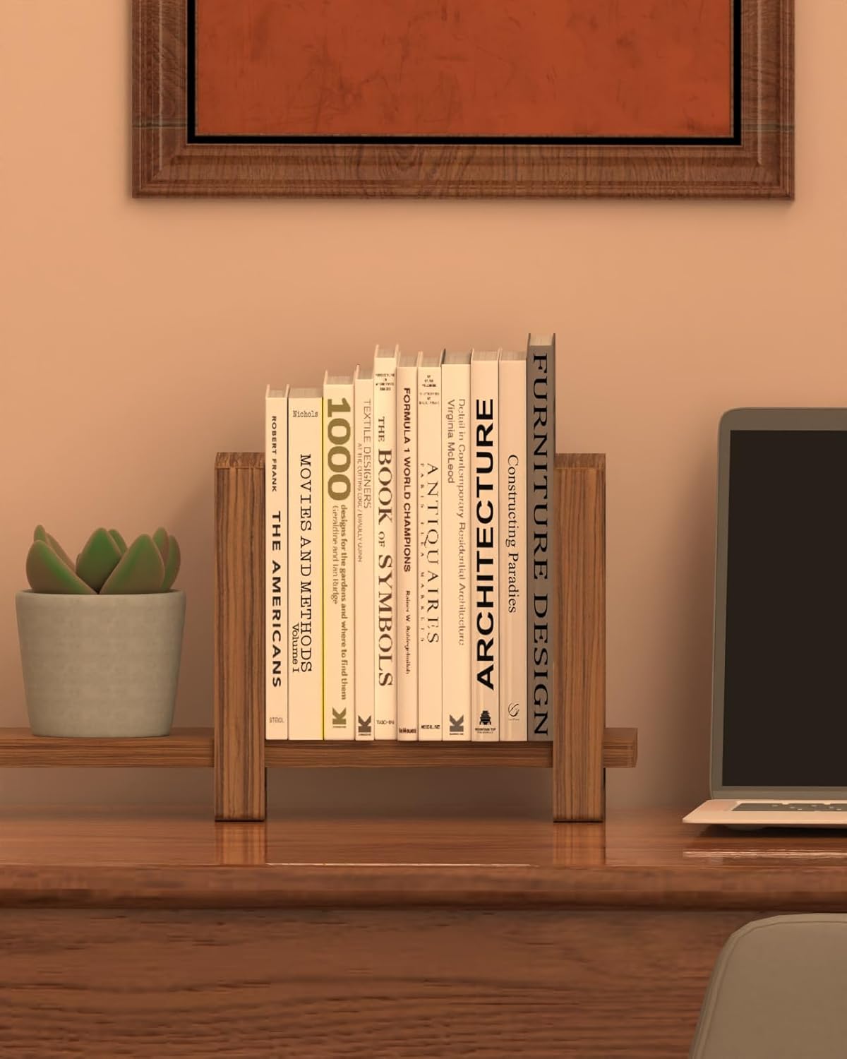 Adjustable Desktop Bookshelf Retro Tabletop Bookshelf Desk Shelf for Top of Desk in Living Room Home Office Perfect for Books detail