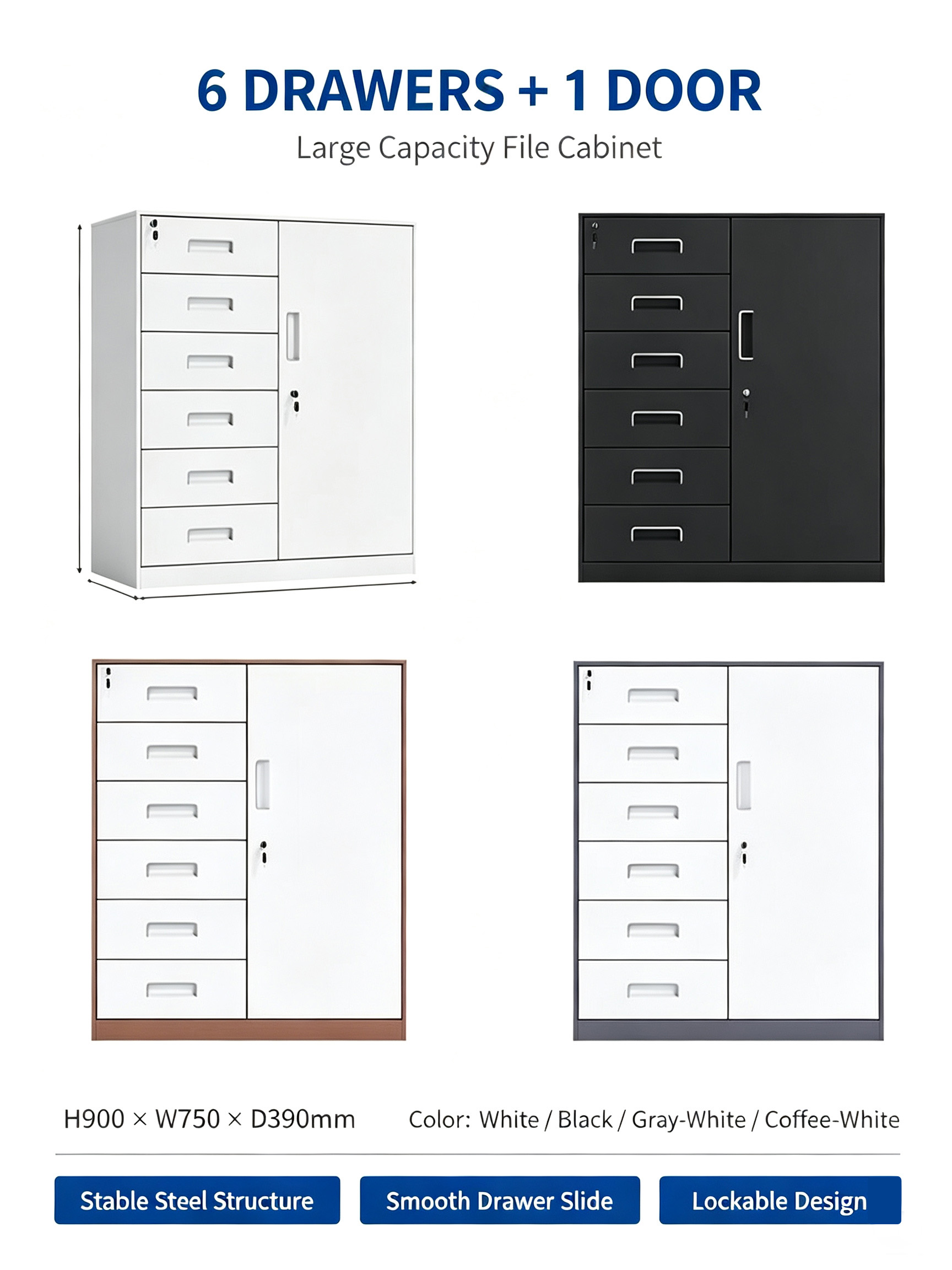 Flat Pack Double Door Steel Movable Lockable Office Cabinet Adjustable Shelves Metal Printer Stand for Gym Storage Wholesale detail