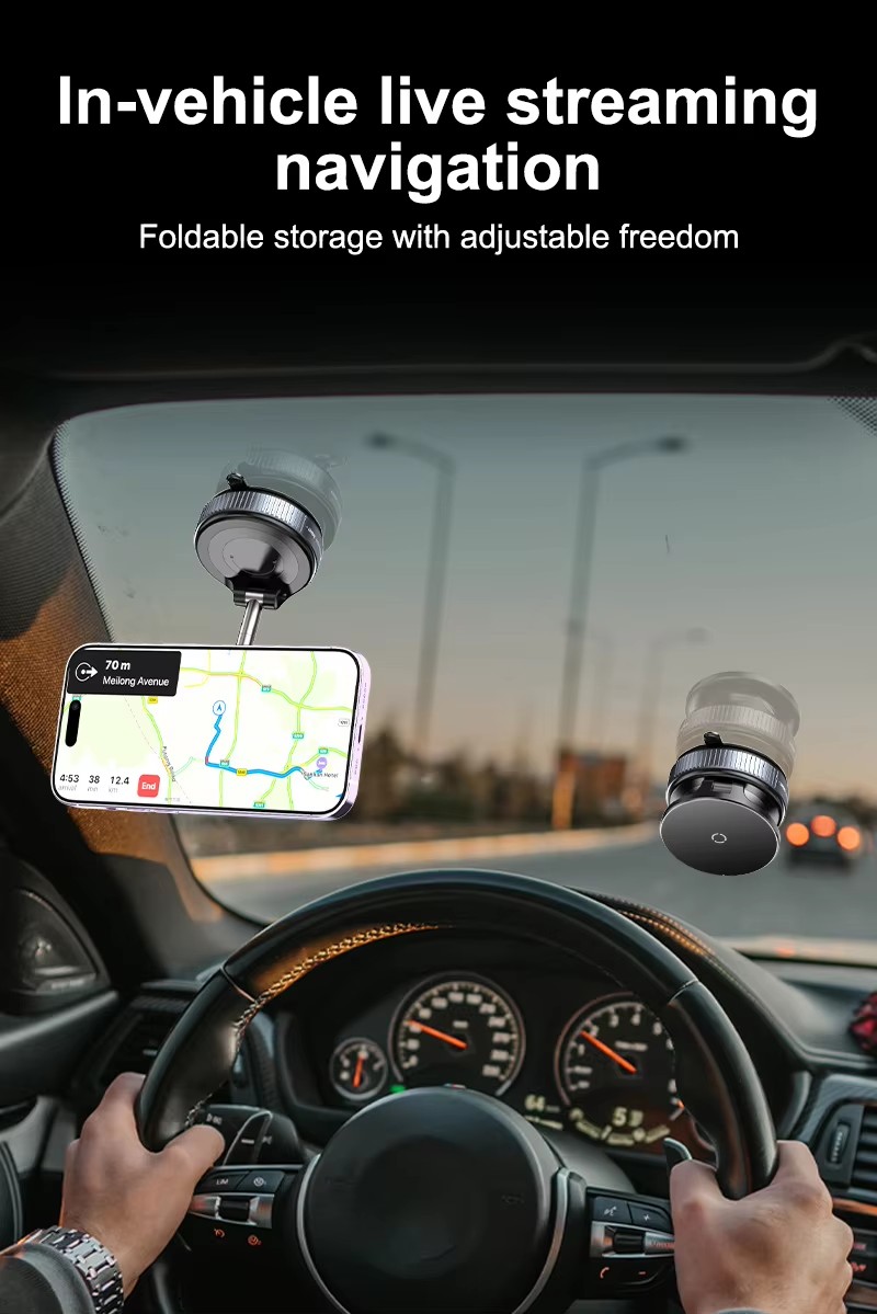 Foldable Suction Cup Magnetic Phone Mount 360° Adjustable Vacuum Flexible Magnetic Phone Holder for Car/Gym/Mirror Wall detail