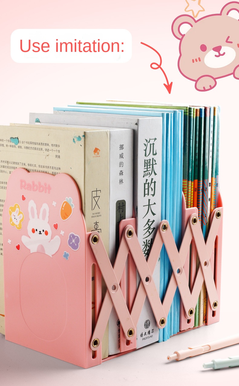 Desktop Metal Bookstand and Storage Rack Extendable Folding Desk Bookshelf with File Storage Cabinet for Student Classroom Use detail
