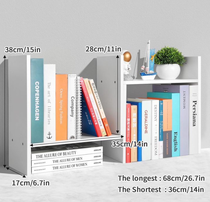 Hot Sale Pragmatic Cheap White Wooden Multi-tier Desktop Bookshelf Small Desk Book Organizer product view