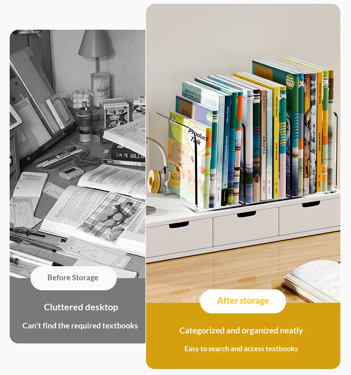 Desktop Bookshelf Transparent PET Simple Rectangle Student Desk Storage Rack Office Dormitory File Storage Made in China detail