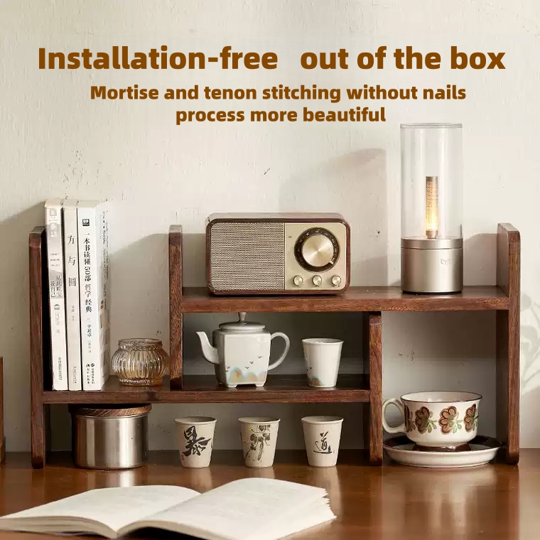 Solid Wood Standing Type Storage Rack Modern Coffee & Dining Table Cup Holder Desktop Bookshelf detail