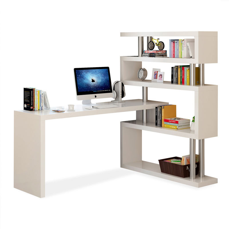Modern Design Corner Bookshelf and Bookcase Integrated Desktop Computer and Student Writing Desk for Household Use product view