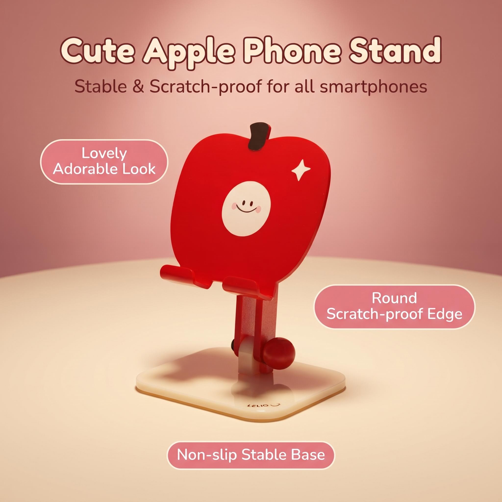 Factory Customization Acrylic Red Apple Phone Holder Adjustable Foldable Universal Phone Tablet Stand for Home Office Gift product view