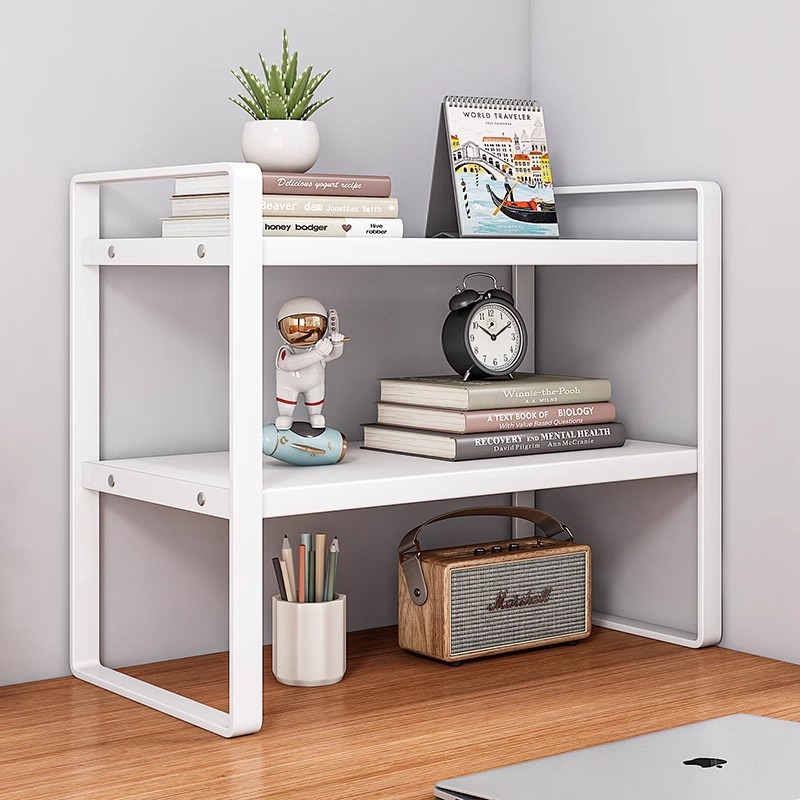 Modern Style Multi-Layer Desktop Storage Rack Small Iron Bookshelf for Student Dormitory Desk Layered Desk Organizer product view