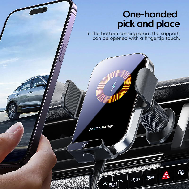 Hot Sale 66W Magnetic 15W Wireless Car Phone Charger Dual Vent Suction Cup Mount Compatible iPhone Type-C Devices Charging Stand product view