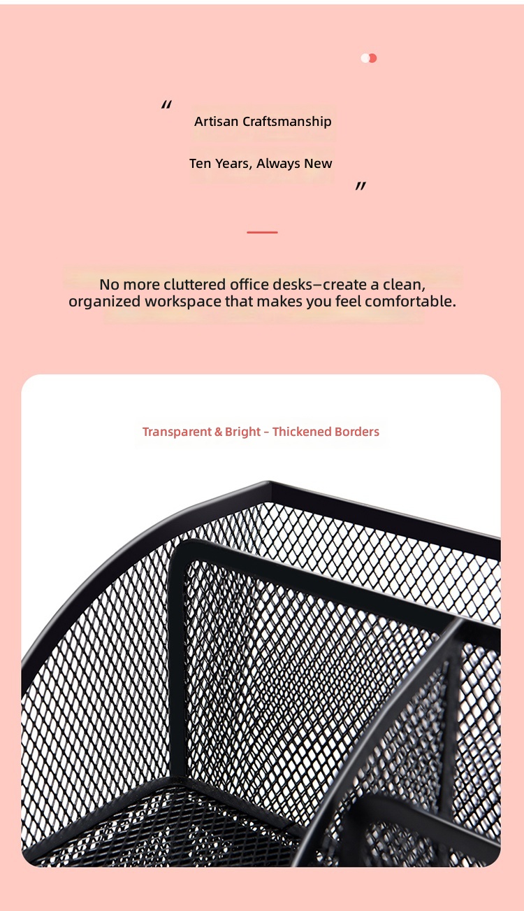 Desktop Organizer Multi-functional Pencil Holder Metal Mesh Office Supplies Storage Box & Rack Multi-tier Shelf Rectangular detail