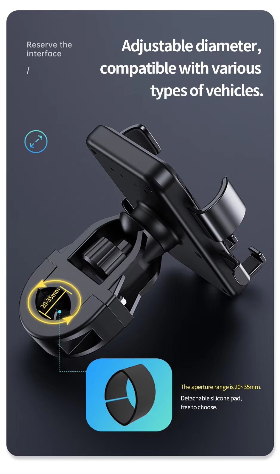 Universal Cell Phone Holder Bicycle Handlebar Multi Use Shockproof Motorcycle Phone Stand detail