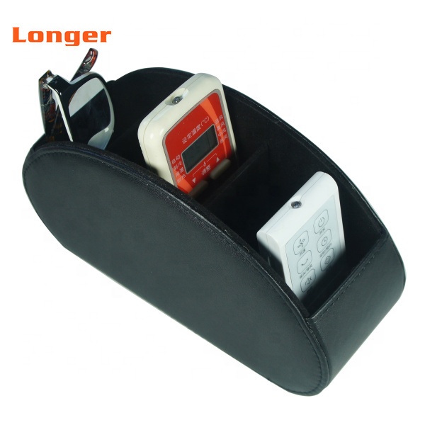 LG-B050 Custom Logo PU Leather Desk Pen Holder with Alarm Clock Personalized Office Storage Box Drawer Organizer detail