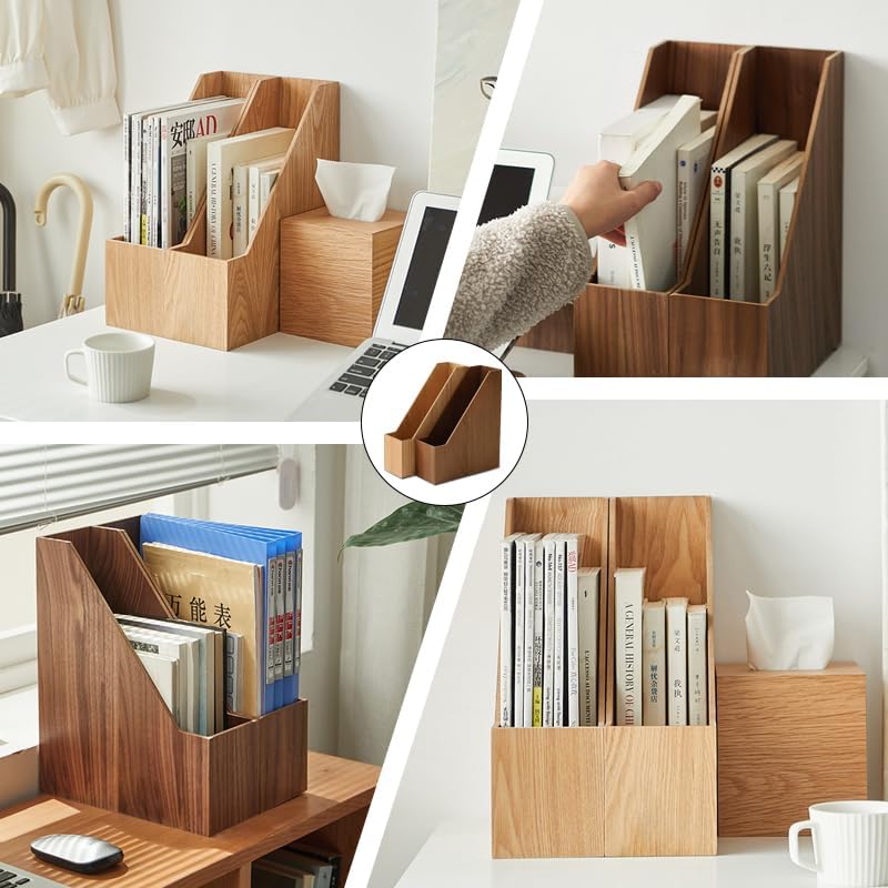 Natural Wooden Bookshelf Home Office Sturdy High-Capacity Storage Shelf Durable Modern Design Tabletop Mount 1-Tier product view