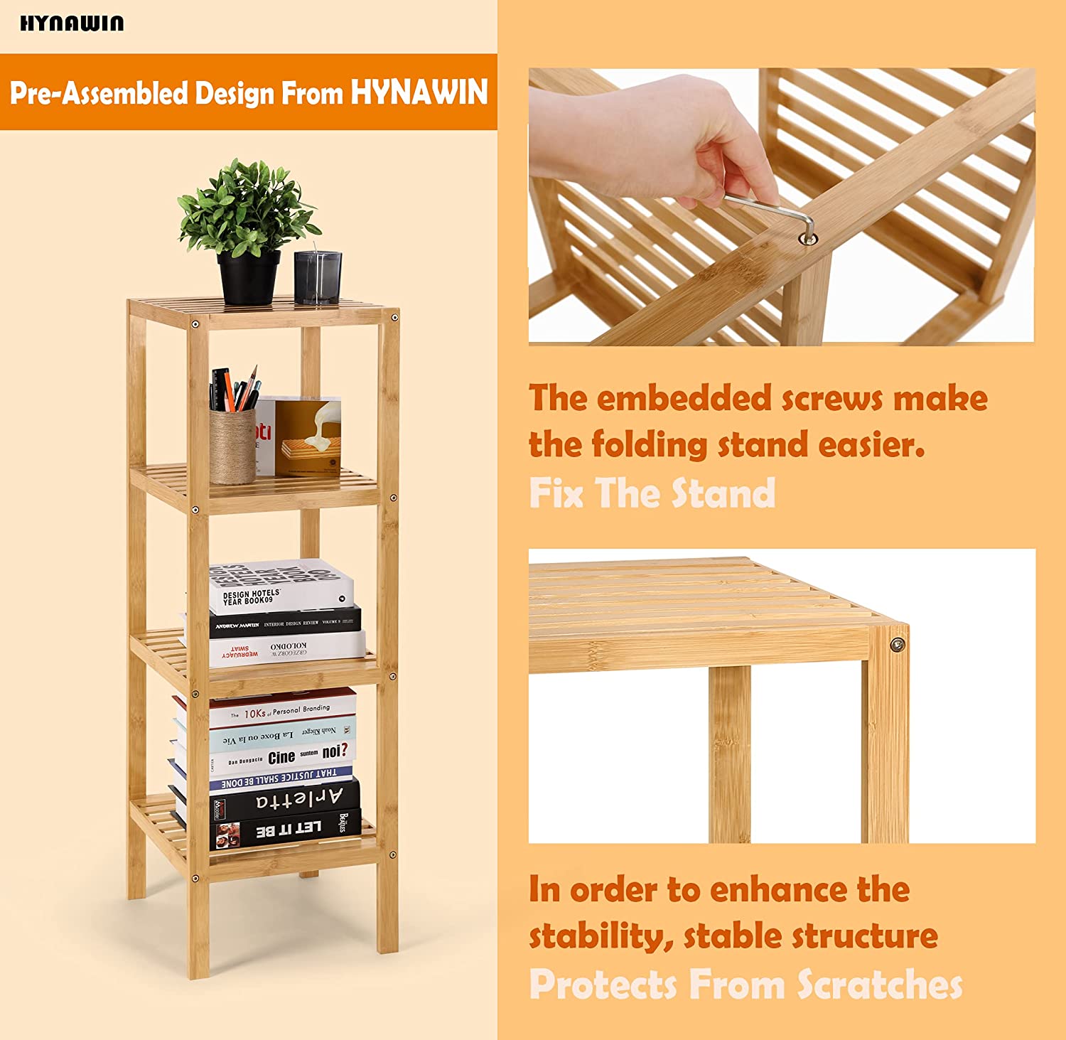 Ins Wholesale Bamboo Desktop Organizer Book Shelf for Home Standing Desktop Bookshelf product view