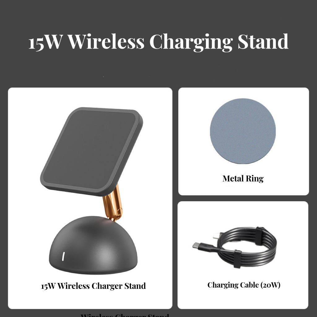 Universal Holder Multi Angle Adjustable Cell Phone Aluminium Cell Phone Holder Magnetic Stand with Wireless Charging product view